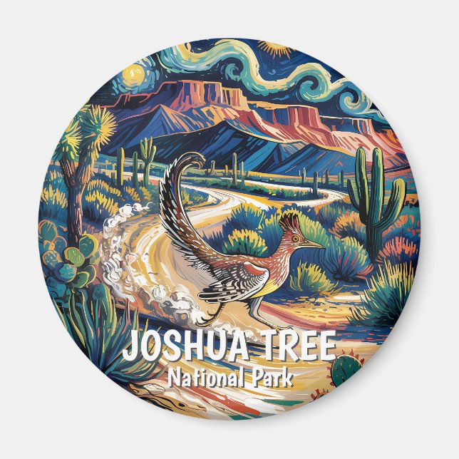 Roadrunner of Joshua Tree Van Gogh Night Custom Magnet (Front)