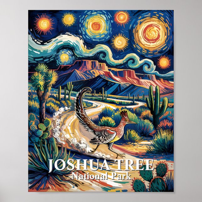 Roadrunner of Joshua Tree Van Gogh Night Custom Poster (Front)