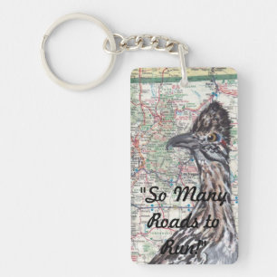 Roadrunner on New Mexico Roadmap Keychain