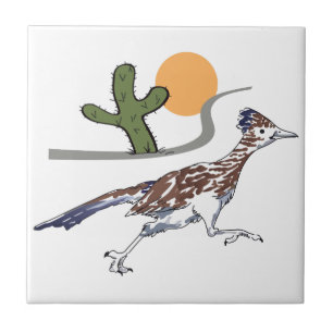 Roadrunner scene ceramic tile