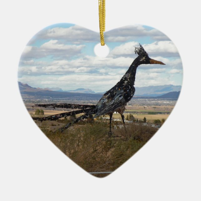 Roadrunner statue ceramic ornament (Front)