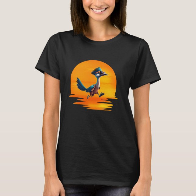 Roadrunner Sunset Fast Bird Running The Roads Sung T-Shirt (Front)