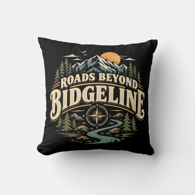 Roads Beyond Ridgeline Mountain Adventure  Throw Pillow (Front)