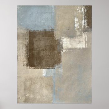 'roads' Gray And Beige Abstract Art Poster Print by T30Gallery at Zazzle