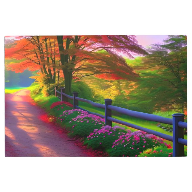 Roadside Beauty Landscape, Colorful Scenery Metal Print (Front)