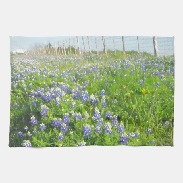 Roadside Bluebonnets Kitchen Towel (Horizontal)