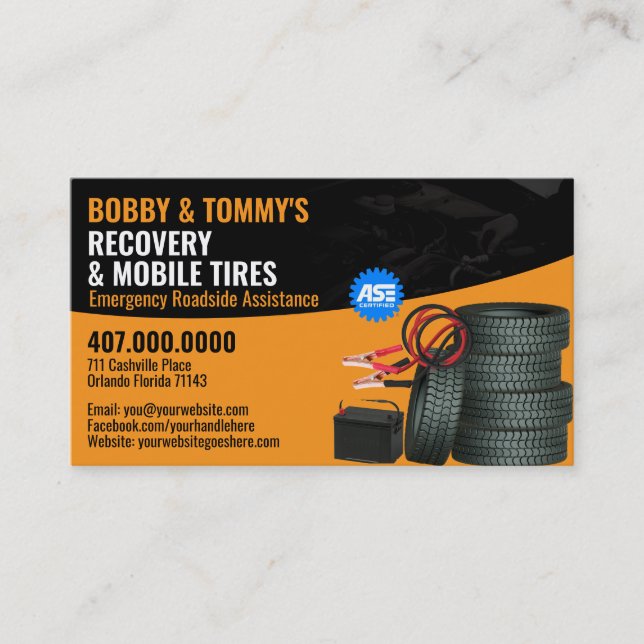 Roadside Emergency Recovery Auto Repair Business Card (Front)
