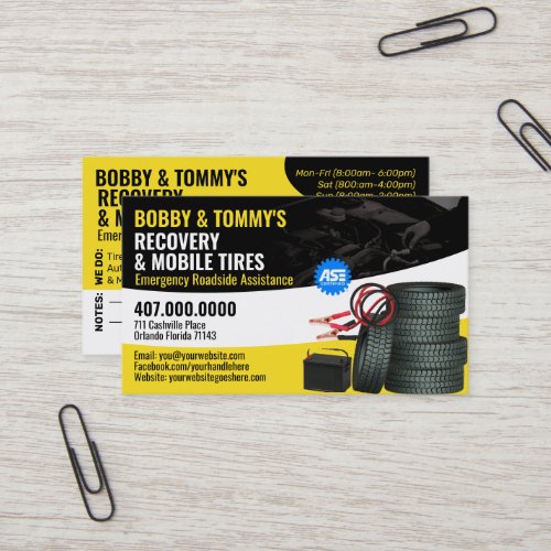 Roadside Emergency Recovery Auto Repair Business Card