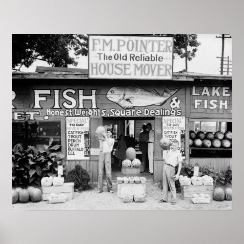 Roadside Market 1936 Vintage Photo Poster