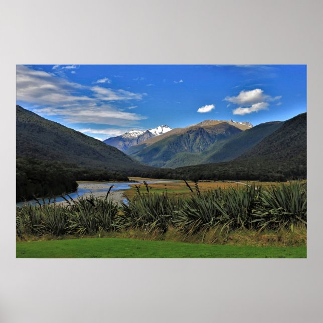 Roadside View in New Zealand Poster (Front)