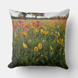 Roadside wildflowers in Texas, spring Throw Pillow