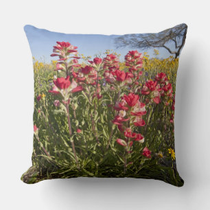Roadside wildflowers in Texas, spring Throw Pillow