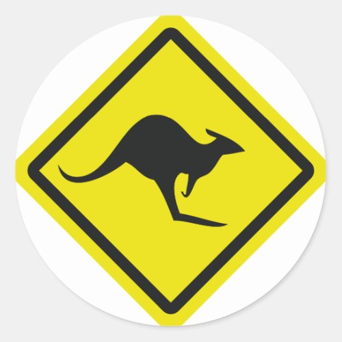 roadsign australia kangaroo icon classic round sticker
