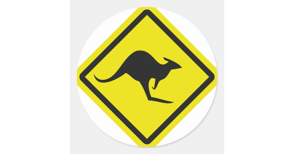 Roadsign Australia Kangaroo Icon Classic Round Sticker Zazzle Com