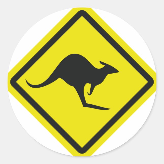 roadsign australia kangaroo icon classic round sticker (Front)