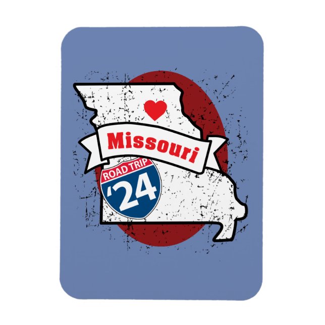 Roadtrip '24 Missouri - (blue / marroon) magnet (Vertical)