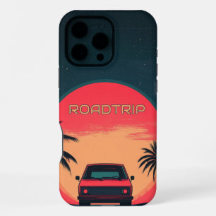 Roadtrip Retro Neon Travel iPhone 16 Pro Max Case