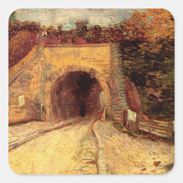 Roadway with Underpass Viaduct by Vincent van Gogh Square Sticker (Front)