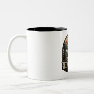 Roam Free Moose Embroidered Patch Design Two-Tone Coffee Mug