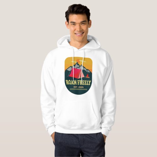 Roam Freely with Mountain and Campfire Designs Hoodie