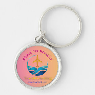 Roam to Reflect keychain pink and yellow