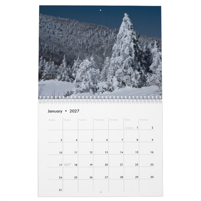 Roan Mountain 2013 Calendar (Jan 2027)