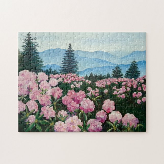 Roan Mountain Rhododendrons Oil Painting Print Jigsaw Puzzle (Horizontal)