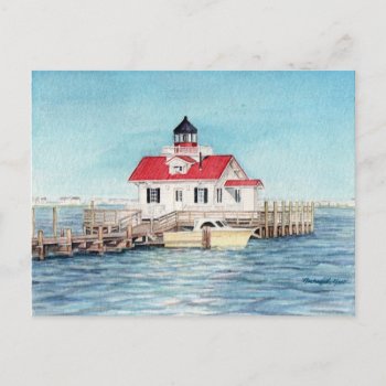 Roanoke Island Lighthouse Postcard by mlmmlm777art at Zazzle