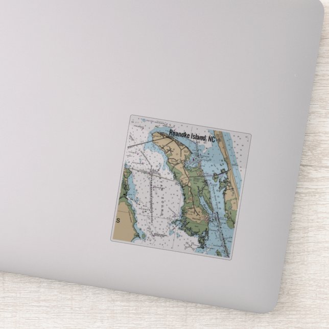 Roanoke Island NC Chart Sticker (Detail)