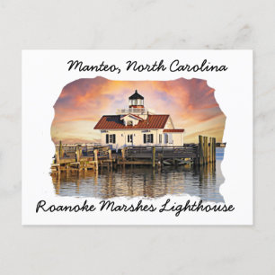 Roanoke Marshes Lighthouse Manteo NC Postcard
