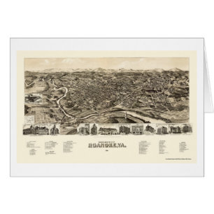 Roanoke, VA Panoramic Map - 1891 Cards