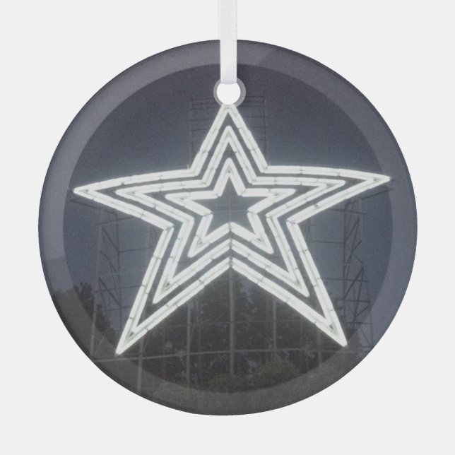 Roanoke Virginia Star Glass Ornament (Front)