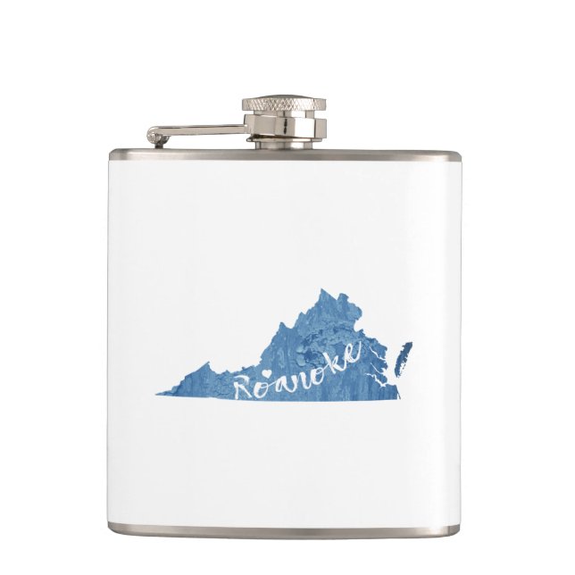 Roanoke Virginia Wood Grain Flask (Front)
