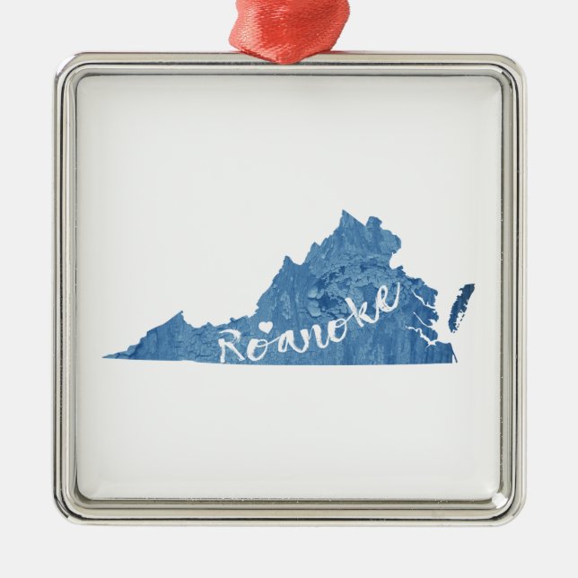 Roanoke Virginia Wood Grain Metal Ornament (Front)