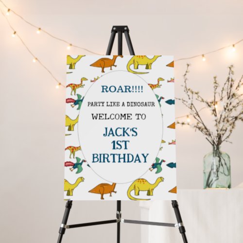 Roar 1st Birthday Party Dinosaur Welcome  Foam Board