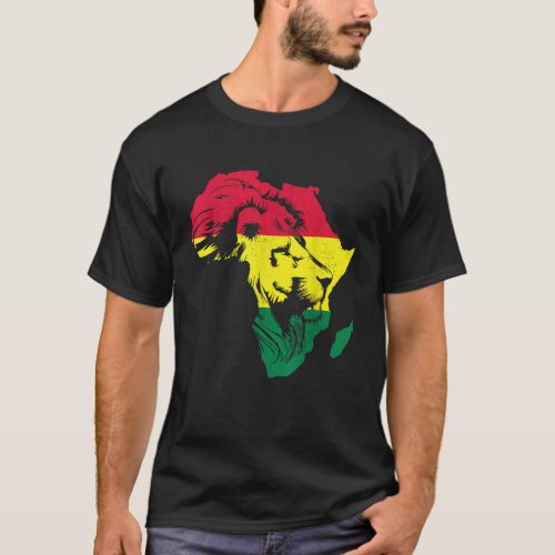 Roar Africa Map Lion Face Reggae Rasta Gift Design T_Shirt