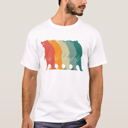 Roar Bear stand with vintage style  T_Shirt 
