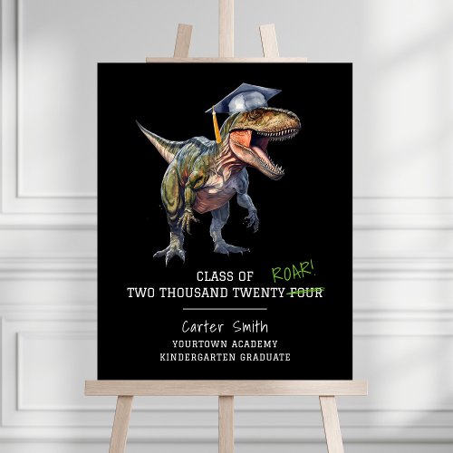 Roar Class of 2024 Dinosaur Kids Graduation Black Foam Board