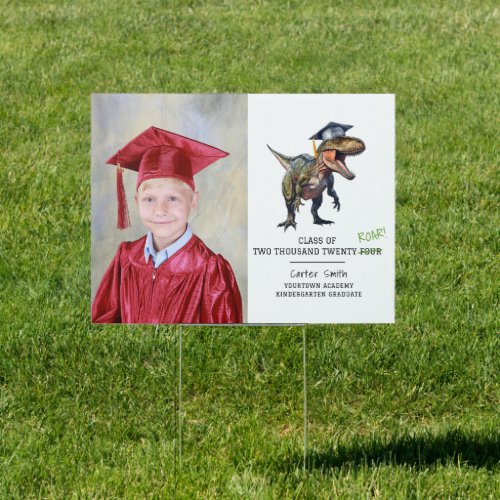 Roar Class of 2024 Kids Dinosaur Graduation Photo Sign