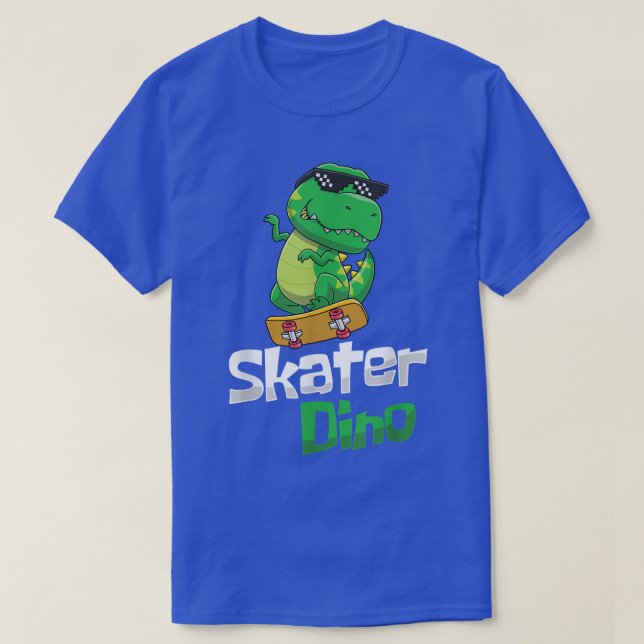 Roar Dino Skater Skateboarder Longboard Halfpipe D T-Shirt (Design Front)