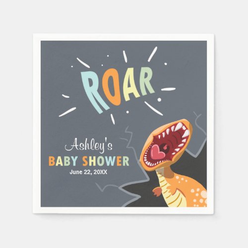 Roar Dinosaur Baby Shower Dino Paper Napkins Boy