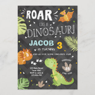Roar Dinosaur birthday invitation Dino Party Boy