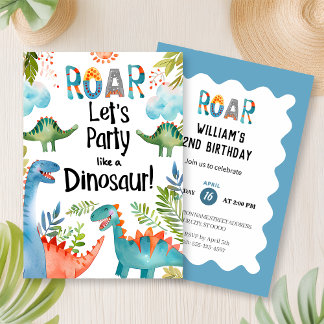 ROAR! Dinosaur Birthday Party Invitation
