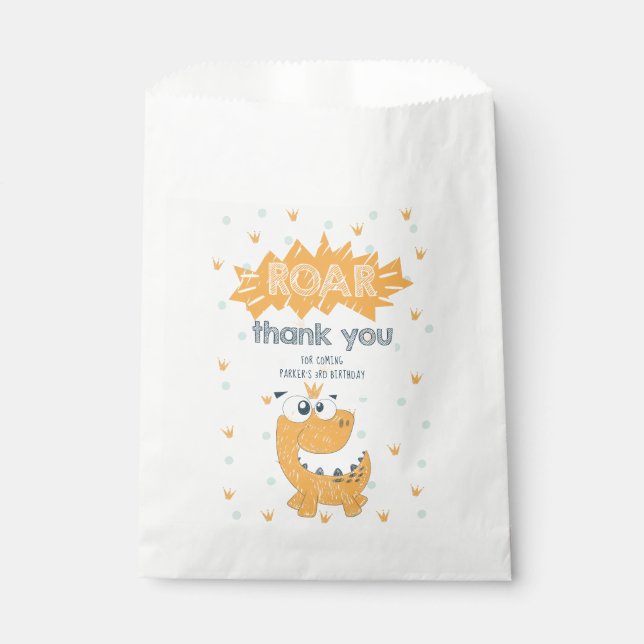 ROAR Dinosaur Birthday Thank you Favor Bag (Front)