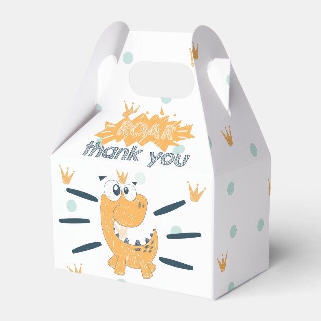 ROAR Dinosaur Birthday Thank you Favor Boxes (Front Side)