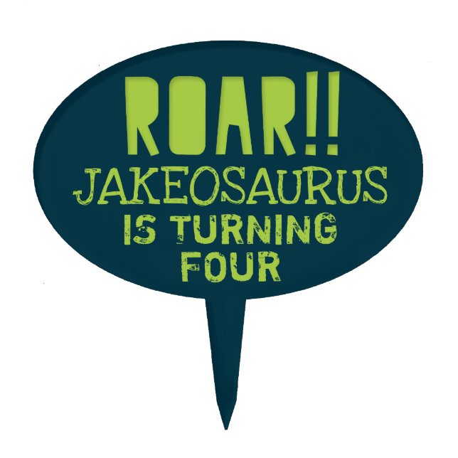 ROAR! Dinosaur Cupcake Topper Green (Front)