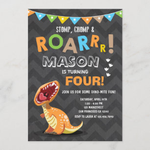 ROAR Dinosaur Dino Birthday Party Invitation
