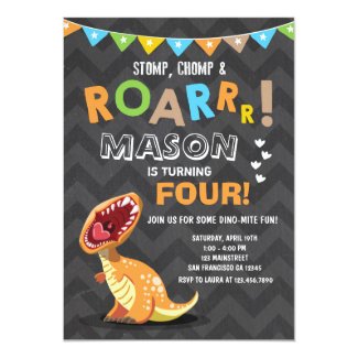 ROAR Dinosaur Dino Birthday Party Invitation