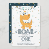 ROAR Dinosaur First Birthday Invitation (Front/Back)