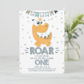 ROAR Dinosaur First Birthday Invitation (Standing Front)